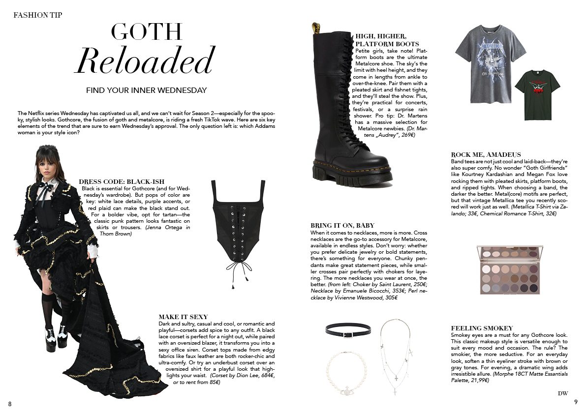 Magazine trend page titled Goth Reloaded