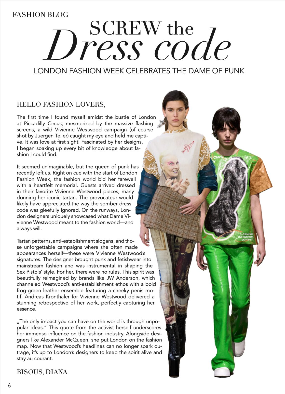 Fashion blog page titled Screw the Dress Code
